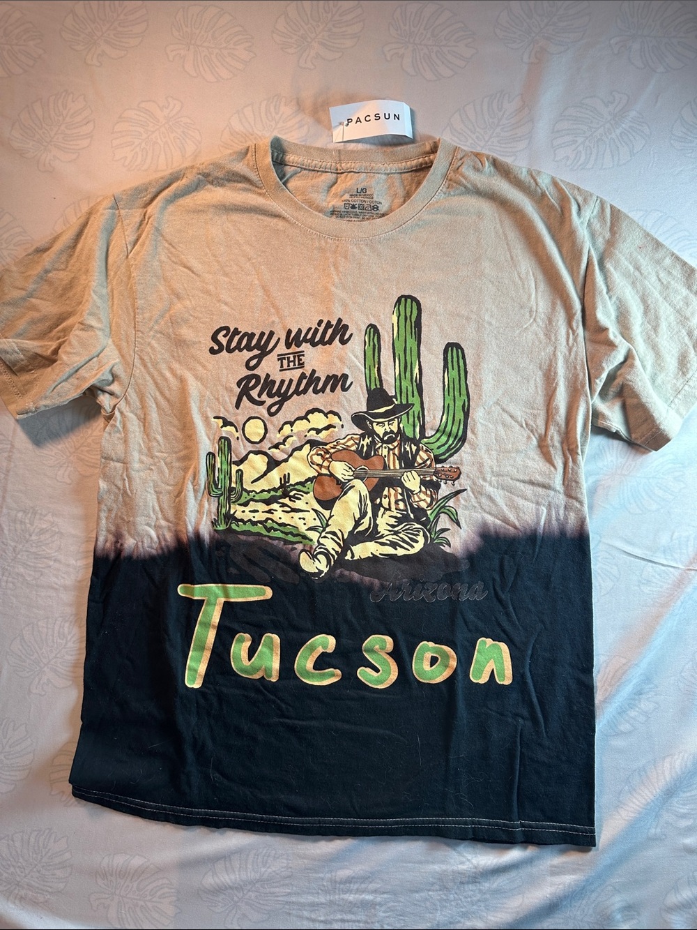 PacSun Two-Tone Tucson Graphic Tee in Tan, Black & Green